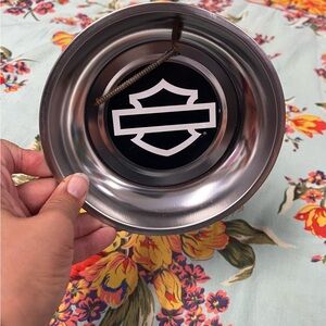 Harley-Davidson Silver and Black Magnetic Metal Dish